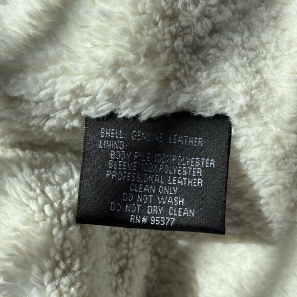 Women Small Sherpa Lined Faux Leather Aviator Bomber Jacket Brown Winter - Picture 8 of 10